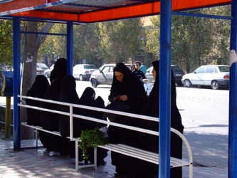Iranian Women at bus stop